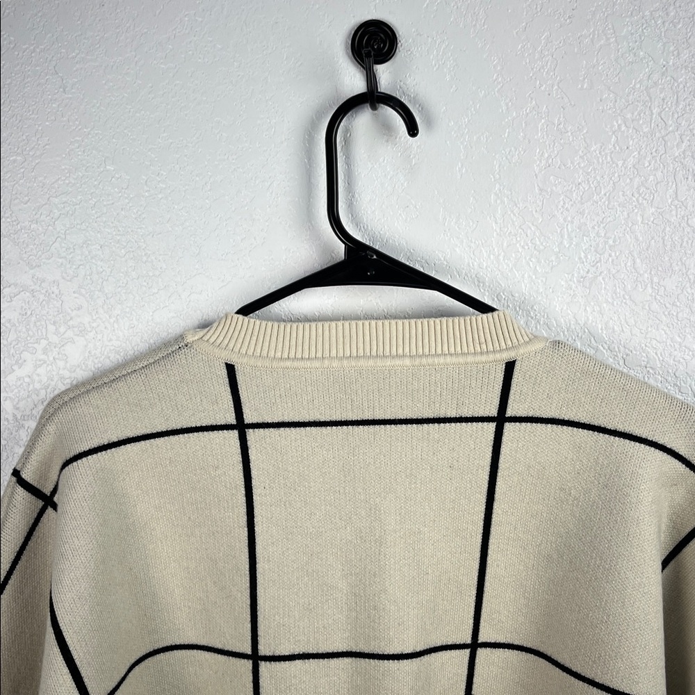 Chicwish Womens Grid Boxy Fit Batwing Sleeves Sweater Khaki Small/ Medium Wool - Picture 9 of 9